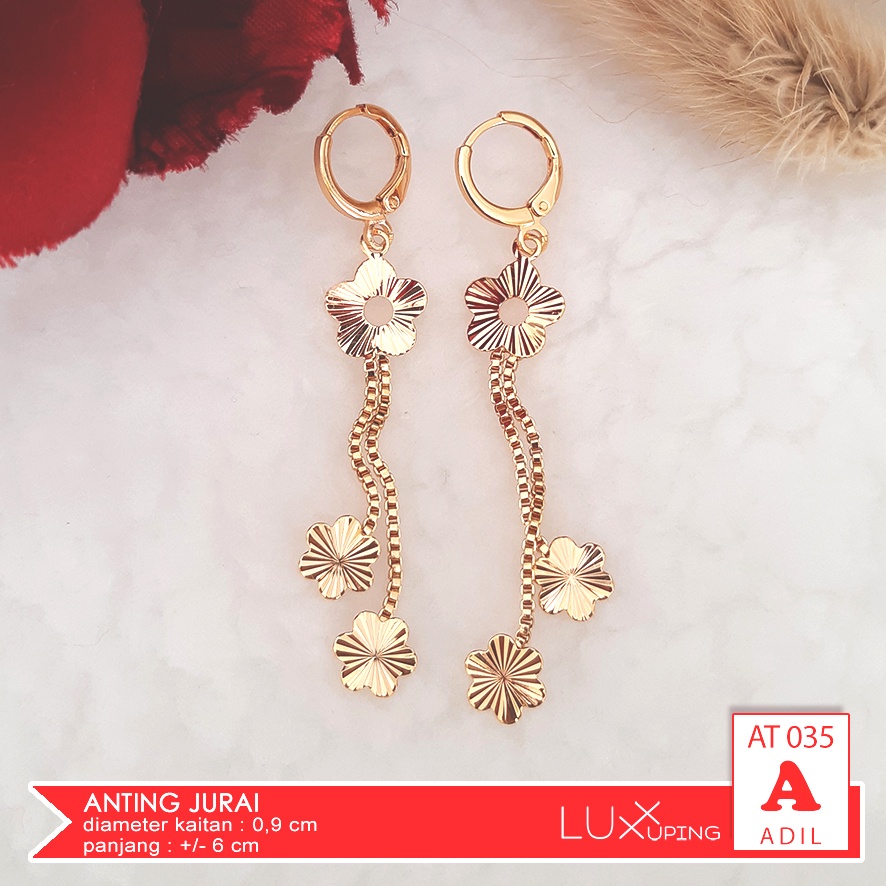 AT 035 Anting Kait Xuping Permata Zirkon Perhiasan wanita Dewasa Lapis Emas Luxx Xuping