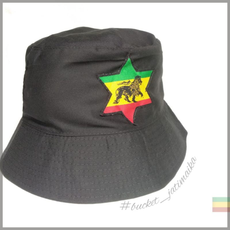 bucket hat lion star reggae rasta topi