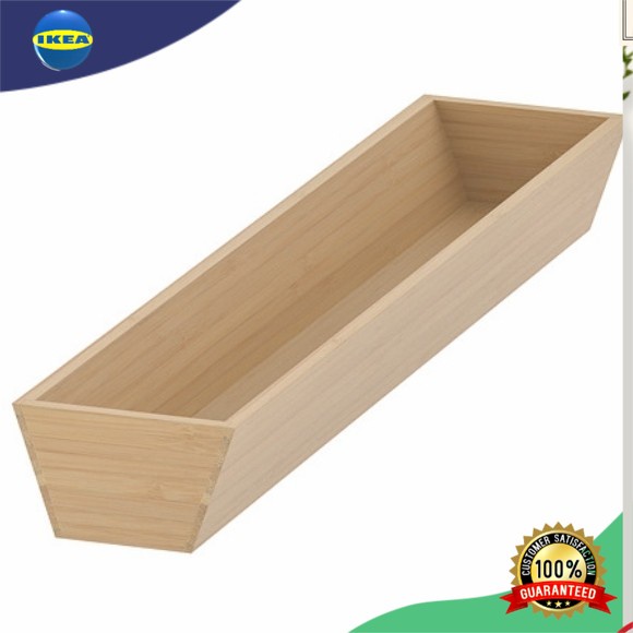 Cutleries set Baki peralatan dapur, bambu warna muda, 10x50 cm Kotak Bambu Penyimpanan Sendok & Garp