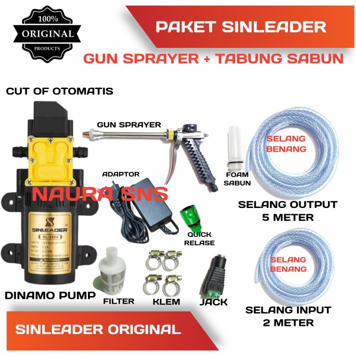 PAKET CUCI MOTOR AC STEAM MOBIL SPRAYER GUN / POMPA SINLEADER