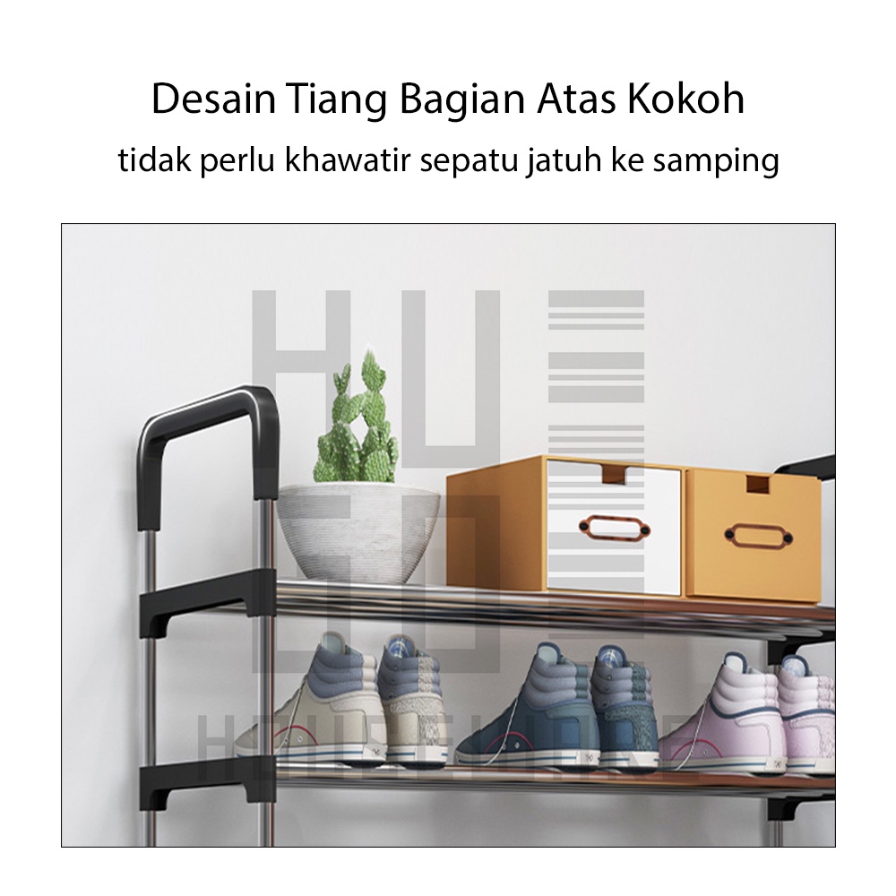 Rak Sepatu Portable Serbaguna 4 dan 5 Tingkat Tempat Sepatu Sandal HUGO