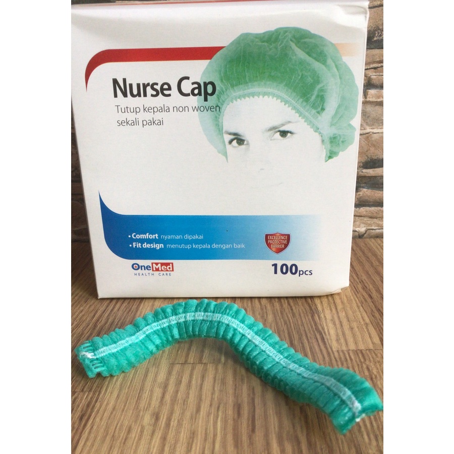 NURSE CAP ONEMED ISI 100 PCS / NURSE CUP ONEMED / HAIR NET - Hijau