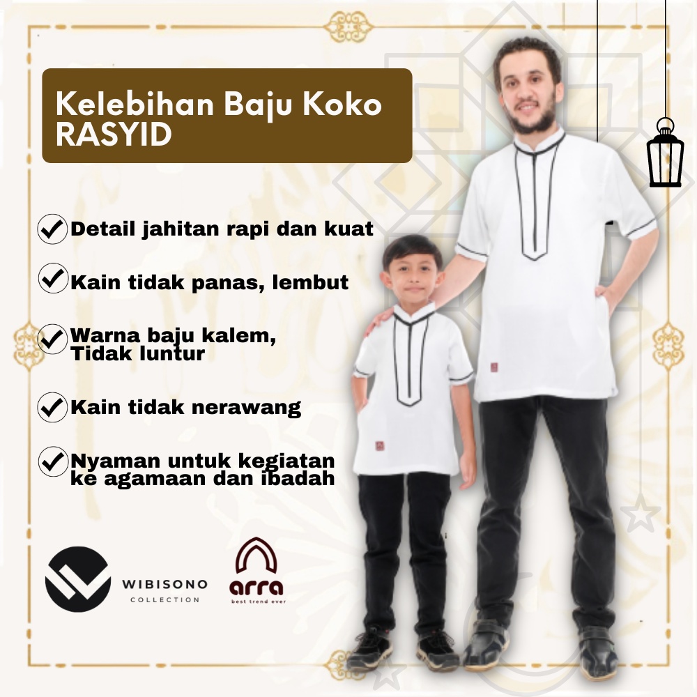 Baju Koko Kurta Pakistan YU9 Pria Cowok Dewasa Putih Lengan Pendek Terbaru Premium Murah Original RASYID