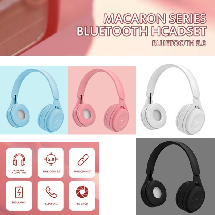 Headset Bluetooth Nirkabel Headphone Compatible 5.0 Earphone Stereo