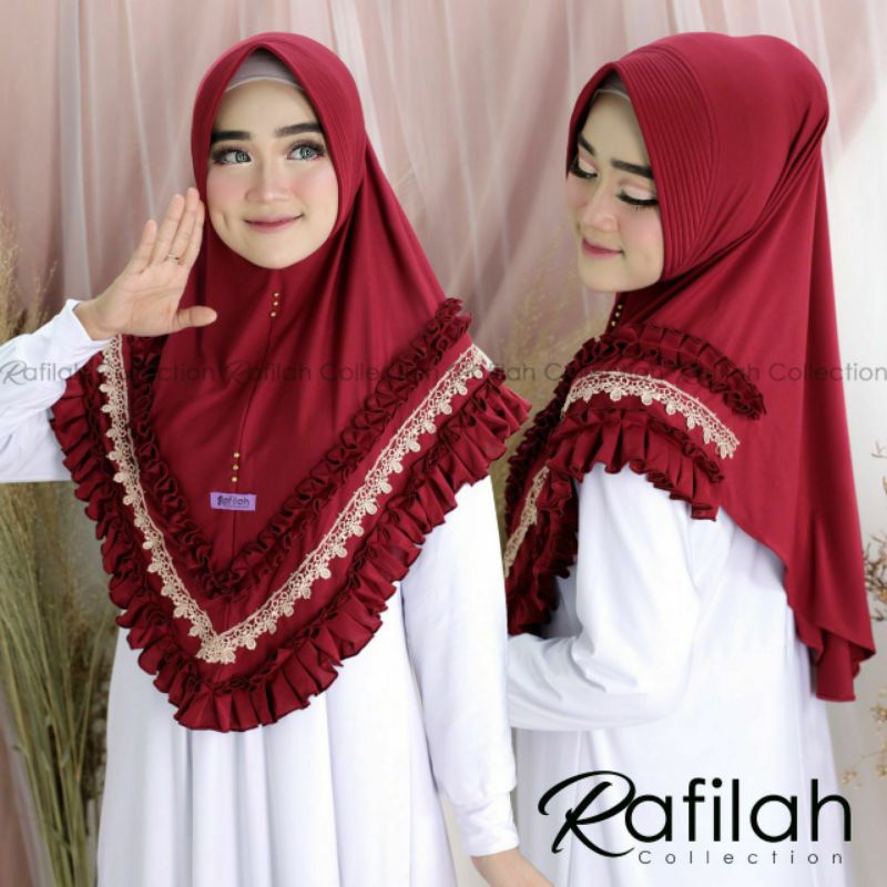 ORI RAFILAH HIJAB KHIMAR DELLA GOTIK MUTIARA PRADA PREMIUM ORIGINAL RAFILA HIJAB RENDA A REY JILBAB 