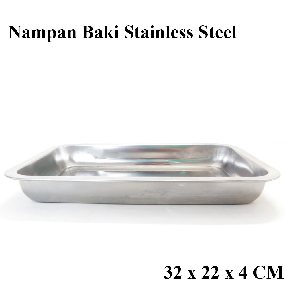 Nampan Baki Serbaguna Stainless Steel 32 x 22 x 4