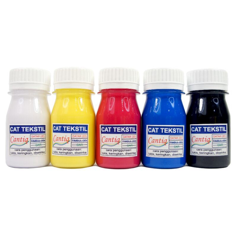 

Paket Cat Tekstil Cantiq (40ml) 5 Warna Dasar Waterproof & Tidak Luntur Baju Kanvas Kaos Sepatu Tas