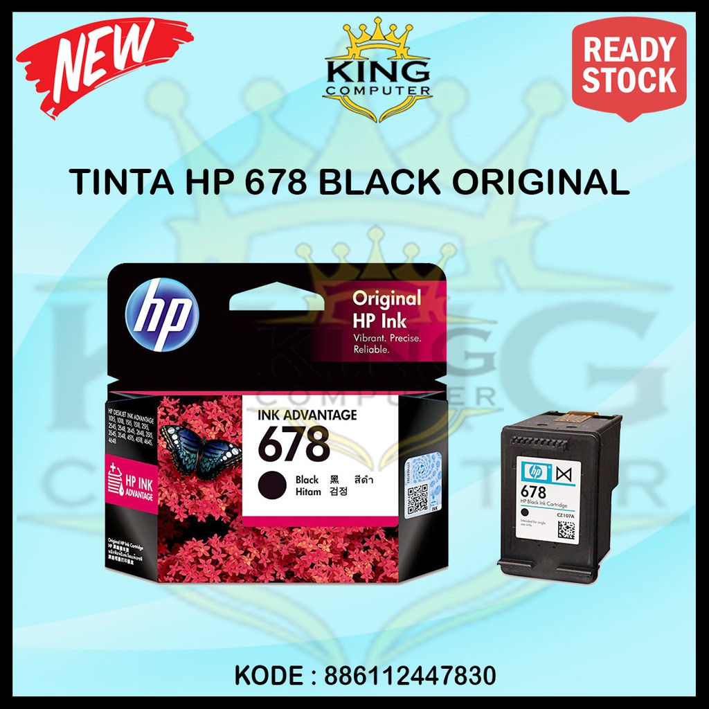 TINTA CATRIDGE HP 678 BLACK HITAM ORIGINAL RESMI