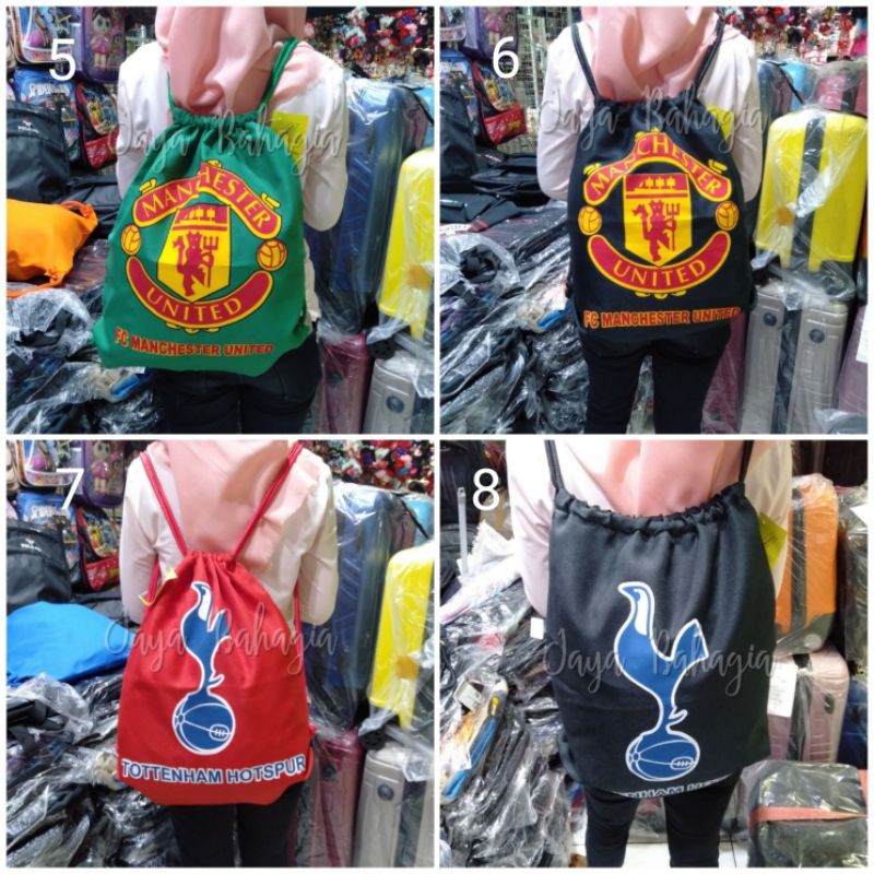 Tas Ransel Serut Sumbu Polos Hitam Motif Emoticon Ukuran Besar