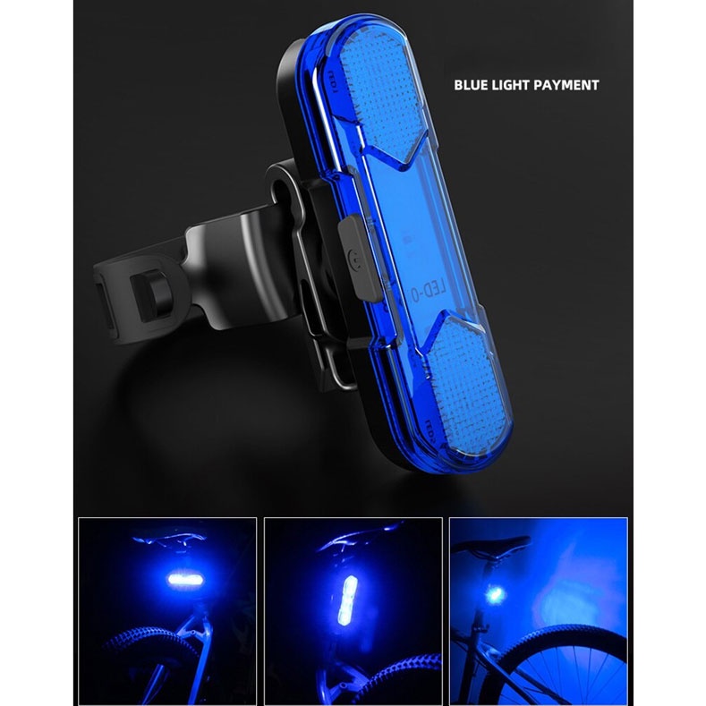 ROBESBON Lampu Belakang Sepeda USB Rechargeable Bicycle Tail Light - AS1010 blue