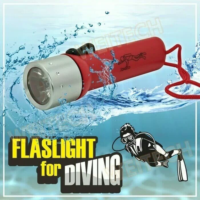 Barangunik2021-Senter Selam/Senter Flashlight For Diving CREE 3W LED/Senter Diving