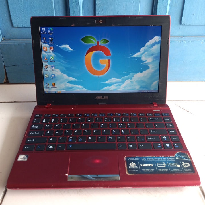 Asus 1225C Merah Layar 12 inch Intel Atom N2600 RAM 2 GB Netbook Notebook Second Bekas HDD 250GB-0