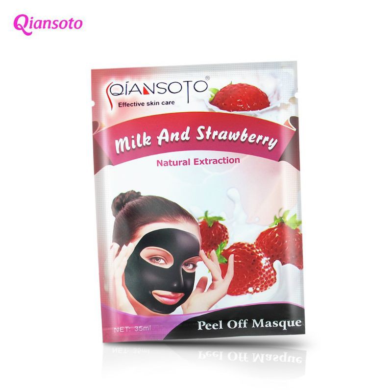 Peel Off Mask / Mud Mask QIANSOTO Milk and Strawberry Natural Extraction
