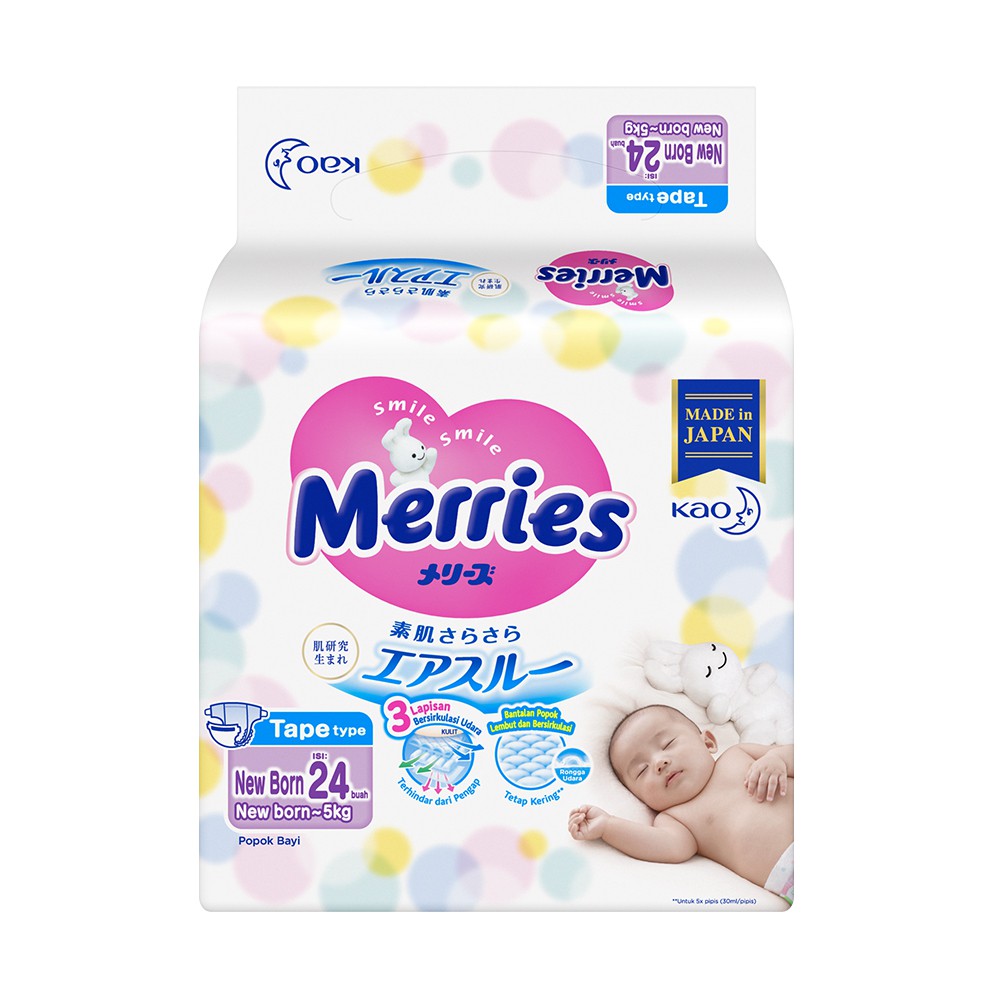Merries Baby Premium Tape Diapers Popok Perekat Bayi NB24 S24 M38 L32