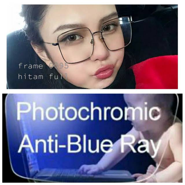 Frame Kacamata Wanita Terbaru Anti Radiasi BLUERAY PHOTOCROMIC, Kaca mata Minus, Kacamata Plus