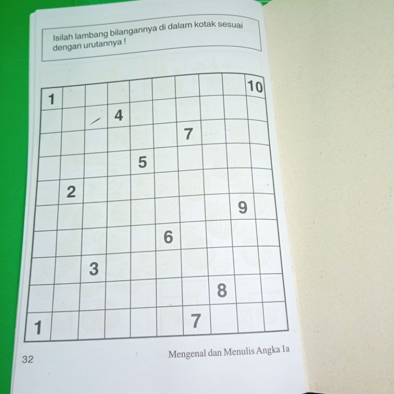 buku mengenal dan menulis angka 1A 32 halaman (15×25cm)