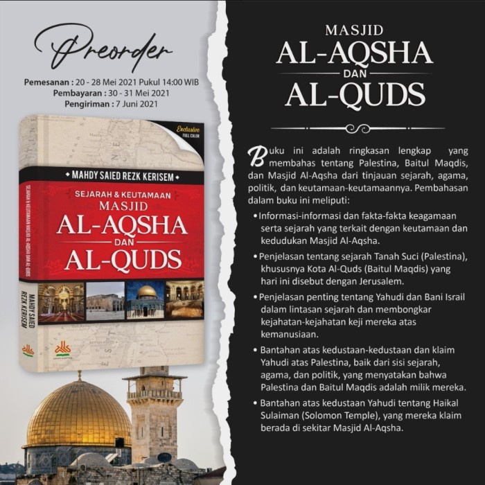 

PROMO!!! SEJARAH & KEUTAMAAN MASJID ALAQSHA DAN ALQUDS TERBARU