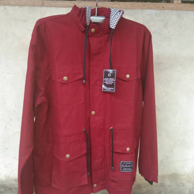 Jaket zipper hoodie parka maroon murah