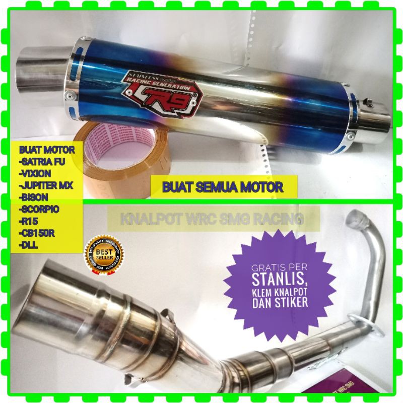KNALPOT R9 RACING KENALPOT RECING MOTOR VIXION SATRIA FU CBR R15 JUPITER MX MP TIGER METIK BEBEK DLL