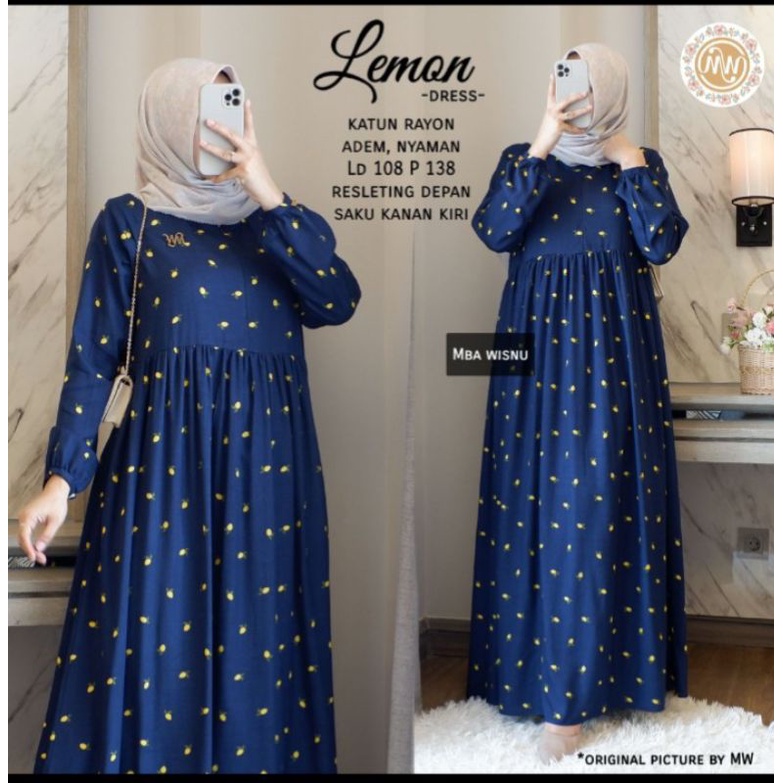 LEMON DRESS ORIGINAL MBA WISNU/DRESS RAYON/DRESS RAYON ORI MW/GAMIS