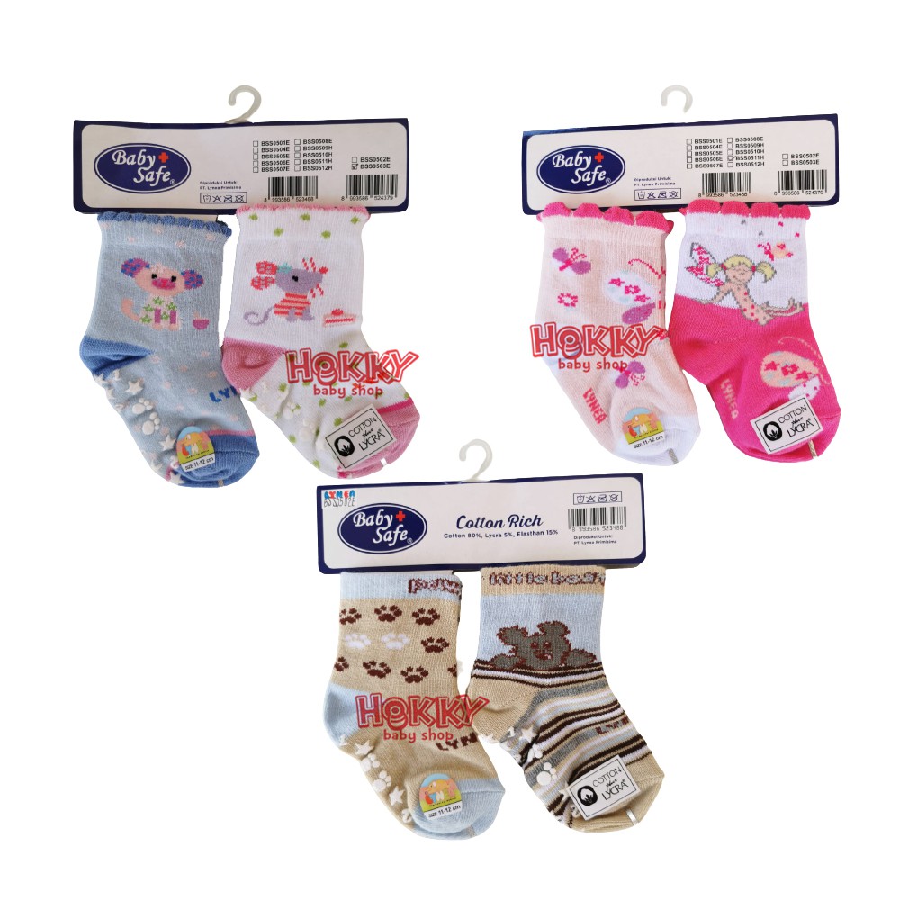 Baby Safe Sock Baby Kaos Kaki Bayi 2 Set ukuran  9-10cm / 11-12cm