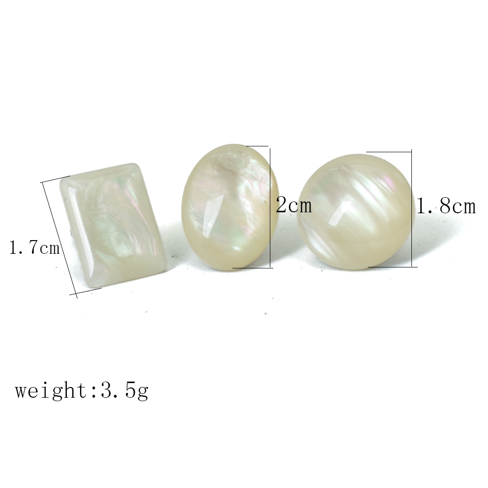 Anting Klip Tanpa Tindik Bentuk Bulat / Oval / Persegi Panjang Geometris Bahan Resin Untuk Wanita