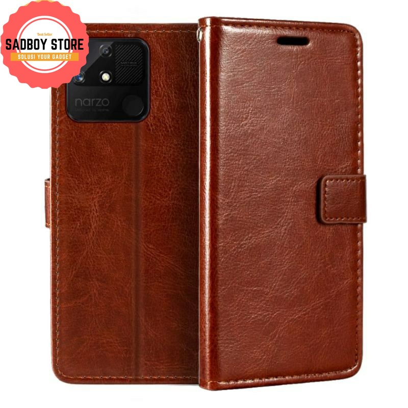 REALMI Narzo 50A, 8 4G,  8PRO  LEATHER CASE SARUNG HP DOMPET KULIT FLIP COVER CASE Sadboy Store