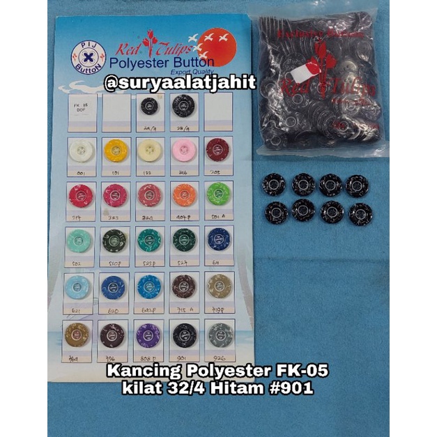 Kancing Polyester 32/4 FK-05,(2cm) mengkilat bagus =rp.60.000/144pcs