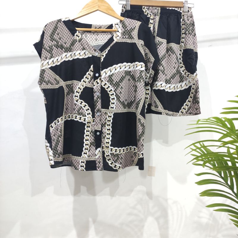 PIYAMA KANCING PENDEK HITS PIYAMA KANCING BUSUI | PIYAMA RAYON | HOMEWEAR-NK PD GG