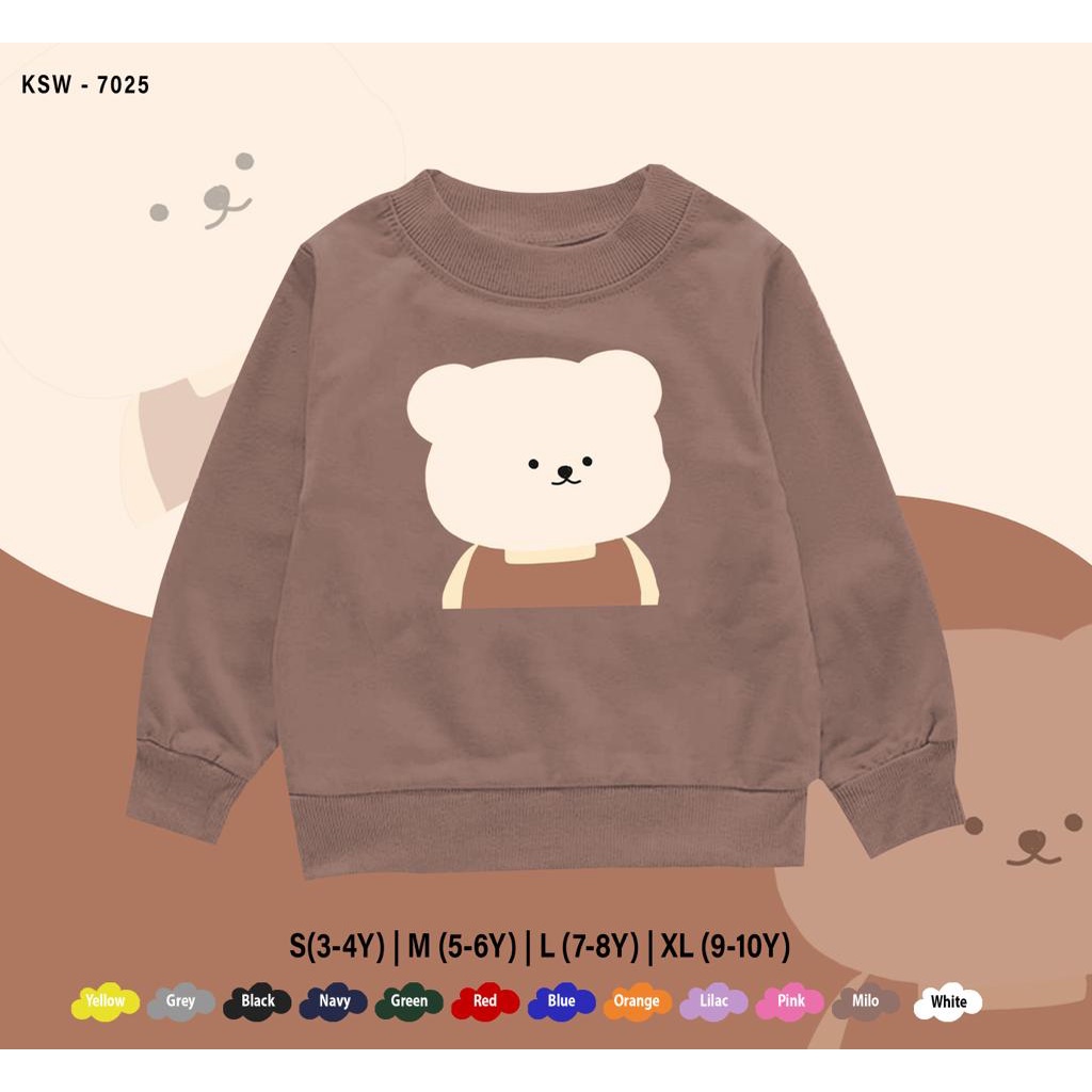 SWEATER KIDS / BEAR CUTE / 1-10 TAHUN / BAHAN FLEECE PREMIUM / ADEM / UNISEX / REAL PICTURE