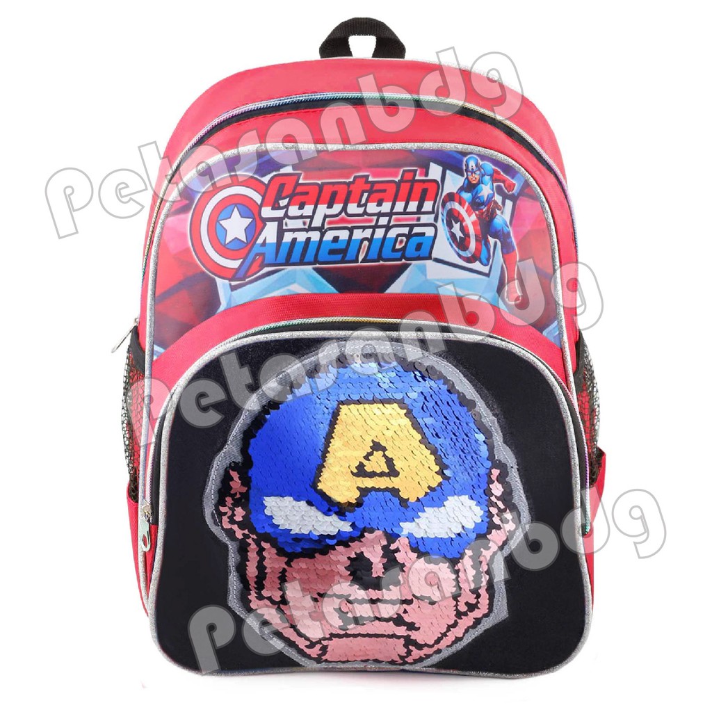 PTS - Ransel Sekolah Anak TK Laki Laki CAPTAIN AMERICA - RANSEL USAP / SWIPE - HALF WRECKER + FREE BOTOL