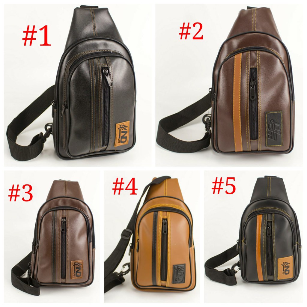 Tas Selempang Pria Kulit ND95 ZIPPER TEGAK Korea Fashion Leather Bag Men