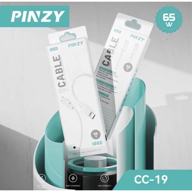 Kabel Charger - Kabel Data Fast Charging PINZY CC19 Type C to C PD 65W -
