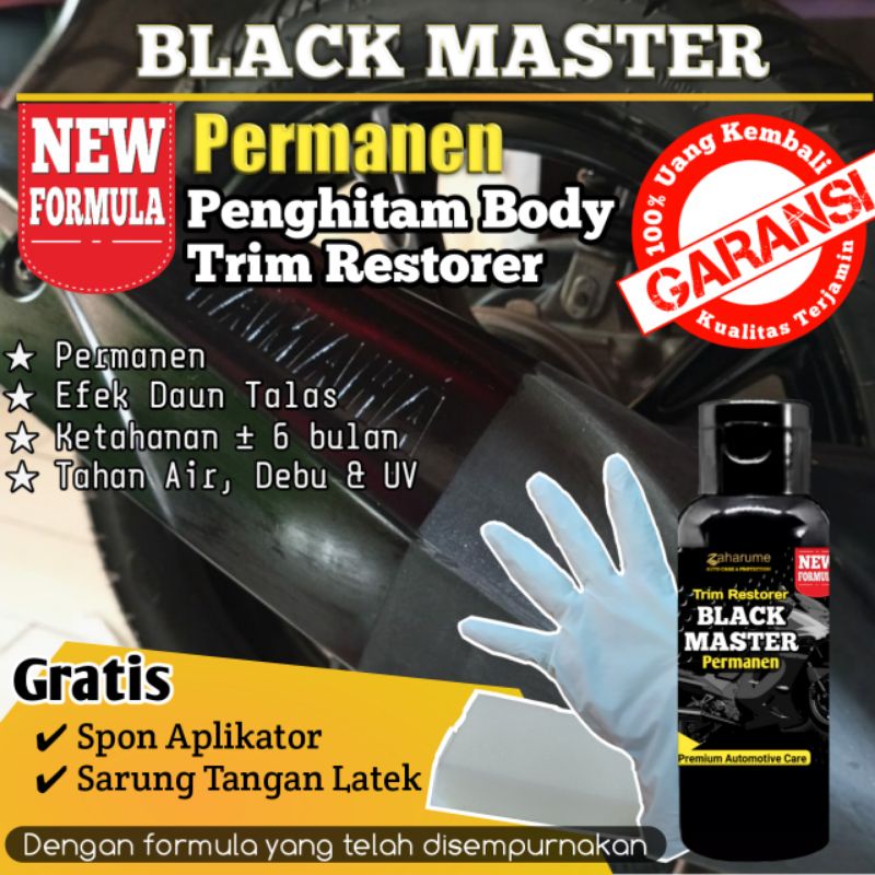 Zaharume Penghitam Trim Body Motor dan Dasboard Mobil Tahan Lama Permanen Trim Restorer