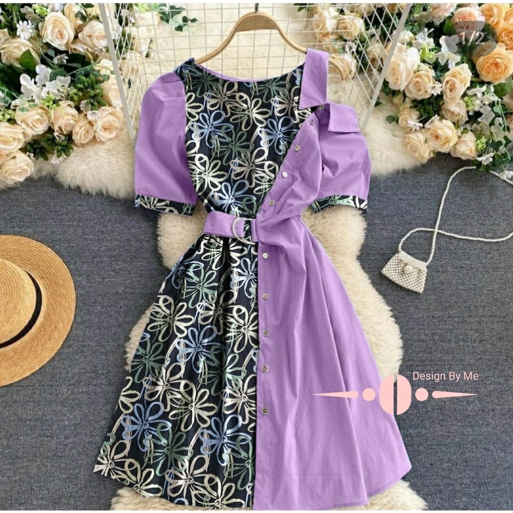 *[MCFK] Dress Beauties / Dress Flower Button Korea / Dress / Dress Casual Wanita / Pakaian Dress Wanita