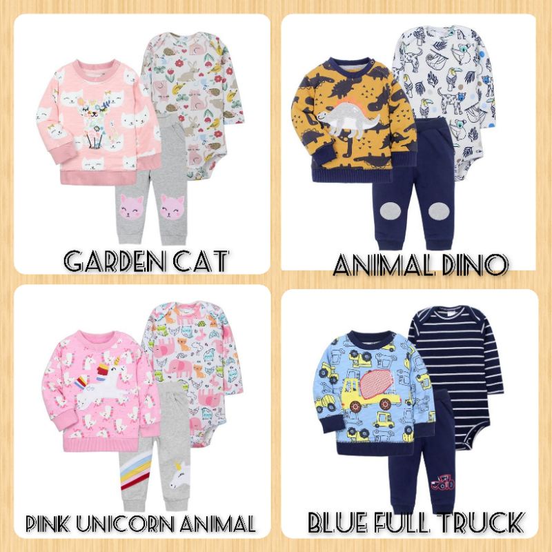 Setelan Anak Laki Laki Perempuan Set Baju Celana Bayi Anak Katun Import Baju