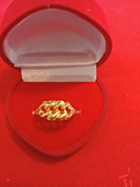 Cincin No 10 11 12 13 14 anak dan dewasa emas asli kadar 700 70% 22 0.5 setengah gram gold model rantai bulat ukir