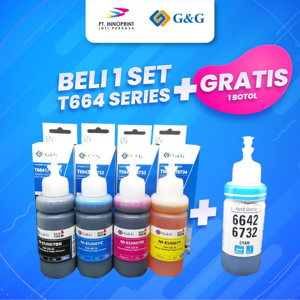 Promo 1 Set Tinta G&amp;G Epson 664 Series 100ml Free / Gratis 1 botol