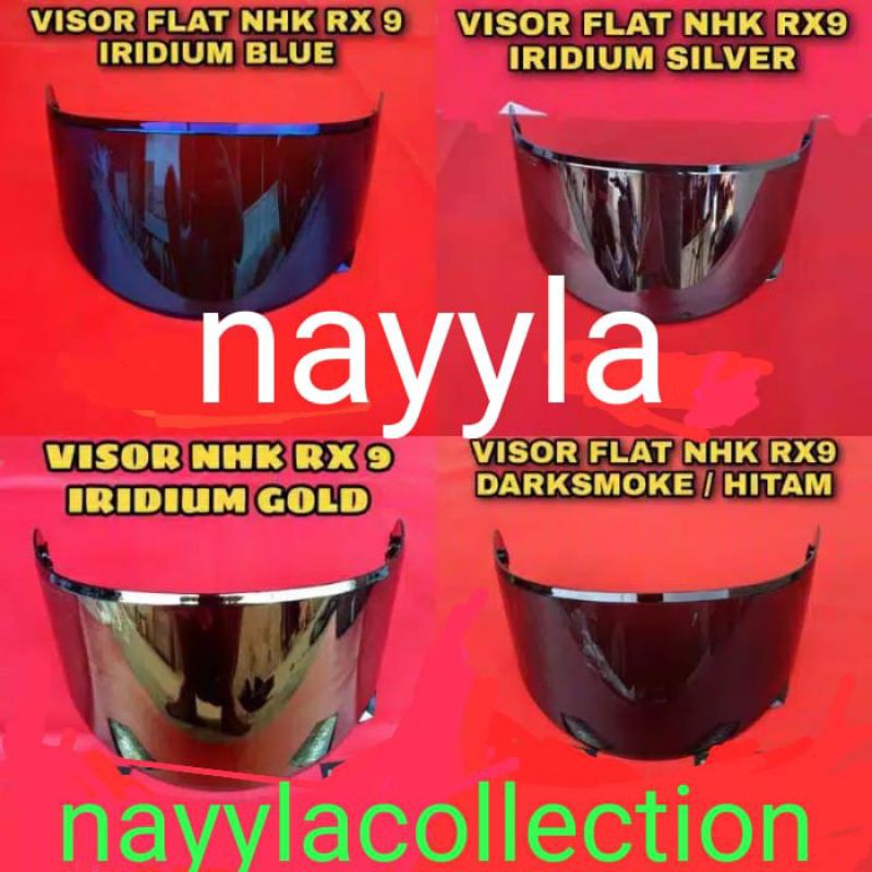 Flat visor NHK rx9 / kaca helm NHK flat RX 9 iridium silver iridium blue