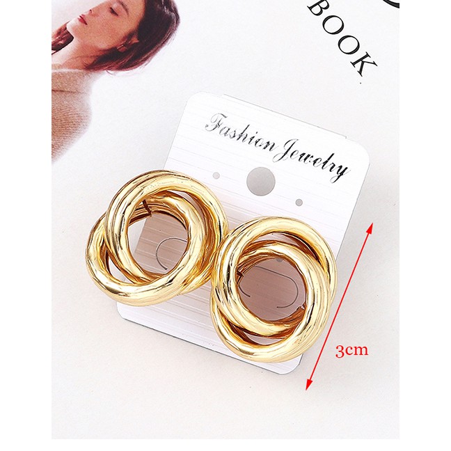 LRC Anting Tusuk Fashion K Double Row Cross Hollow Earrings Y61823