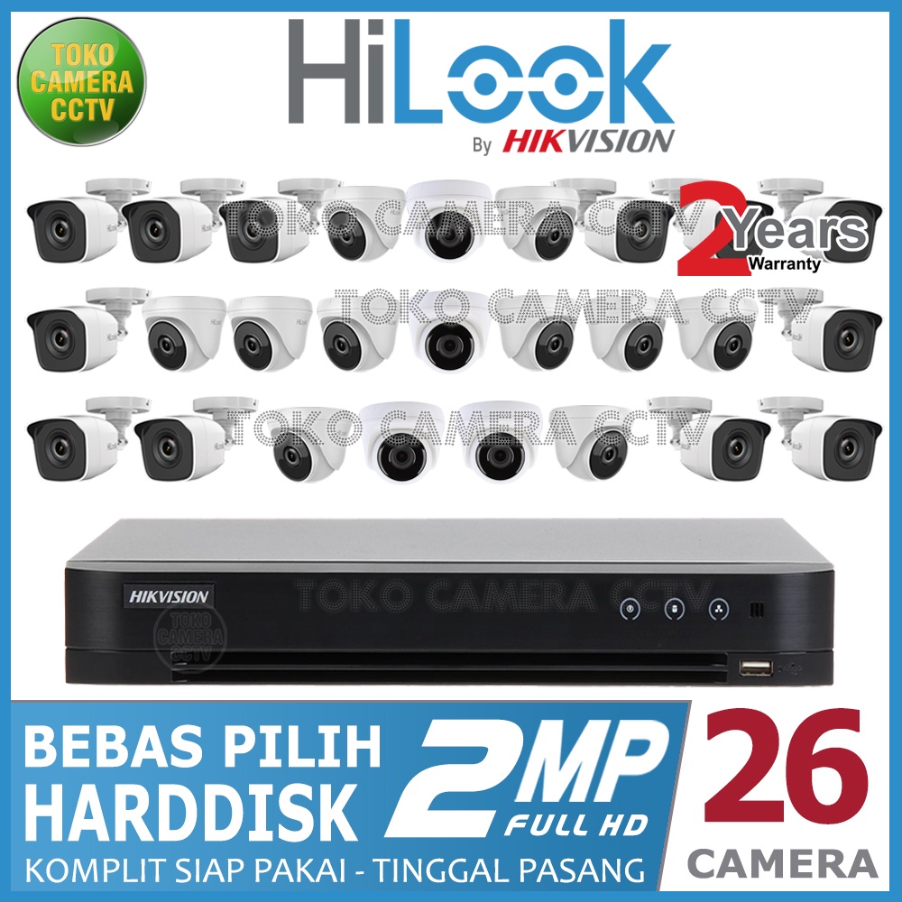 PAKET CCTV HILOOK 2MP 32 CHANNEL 26 KAMERA