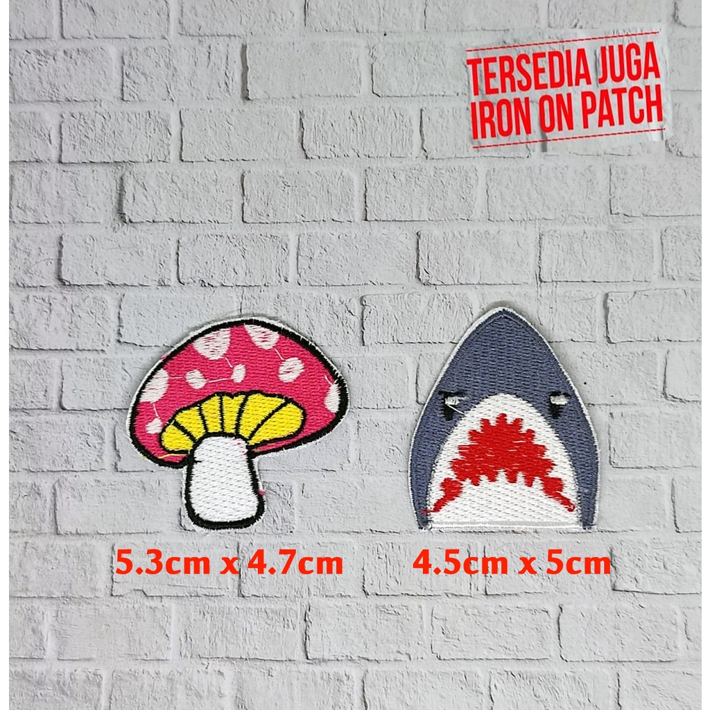 PATCH BORDIR JAMUR MUSHROOM AND SHARK HIU