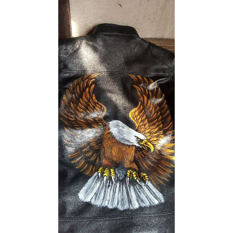 Jaket Kulit Gambar Asli Bisa di lukis