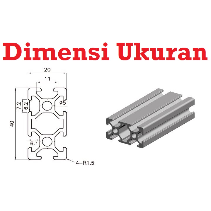 [HAEBOT] Aluminium Profile T Slot 2040 20x40 AP2040 Profil Frame CNC Extrusion Mini Kerangka Mekanik Series 20mm x 40mm 3D Printer 1cm