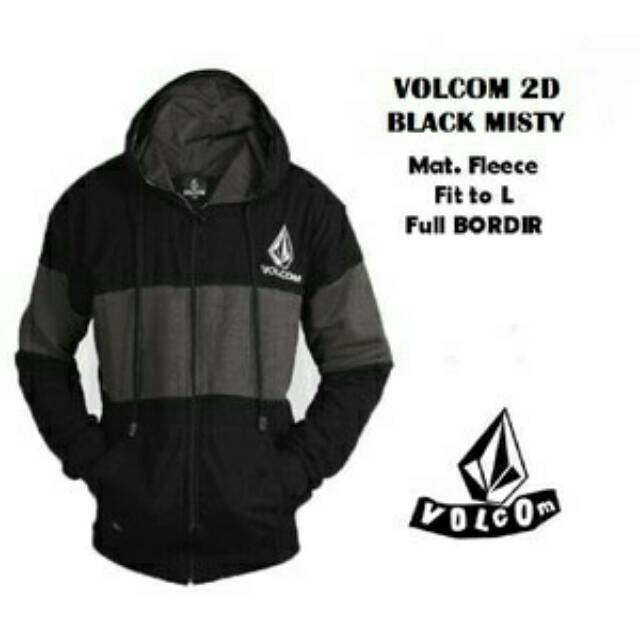 GRADE ORIGINAL - Size M L XL - Jaket Sweater VOLCOM Black Misty Premium - Zipper Hoodie Fleece Tebal