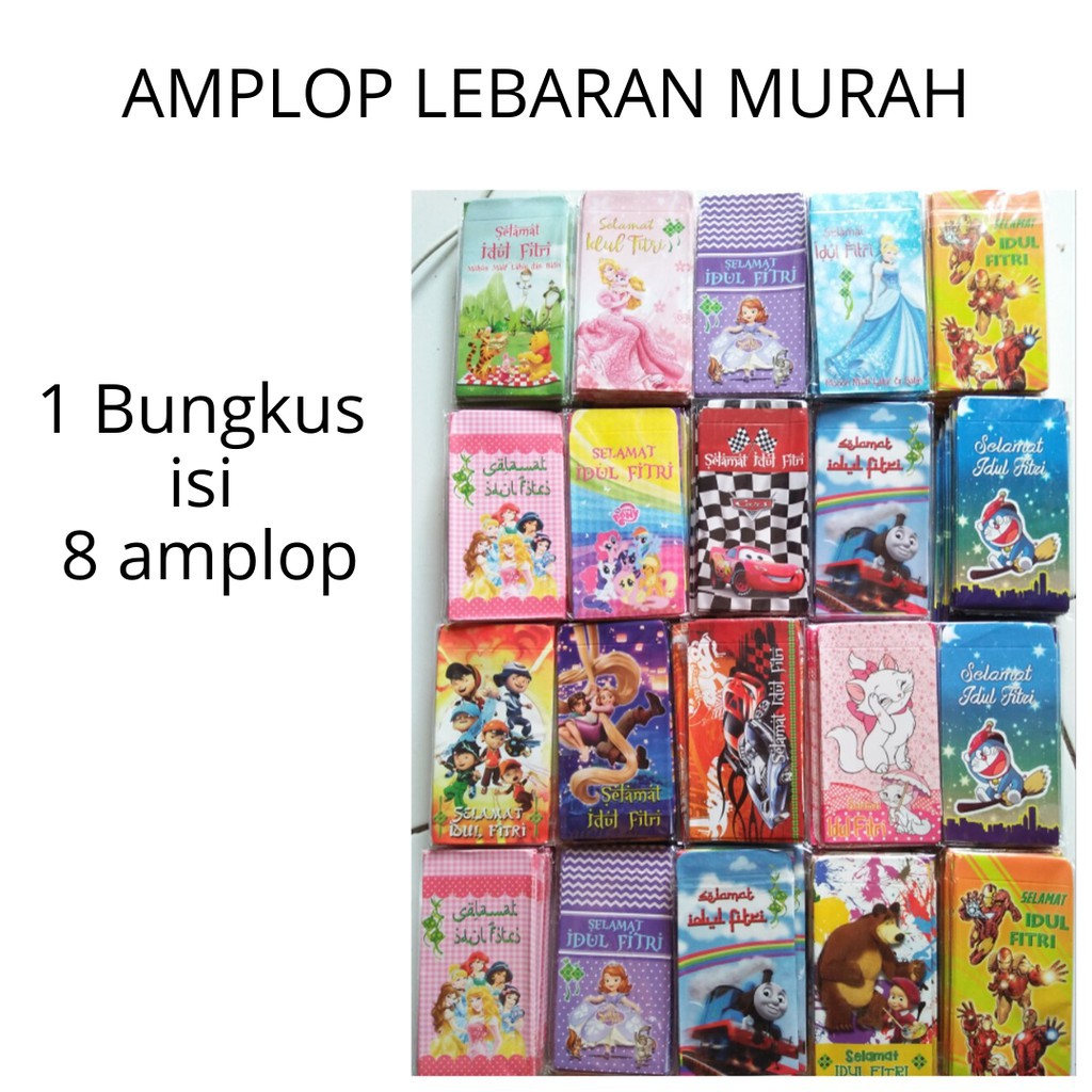 

Amplop lebaran / amplop karakter / ampau ( 1 Pak Isi 8 pcs )