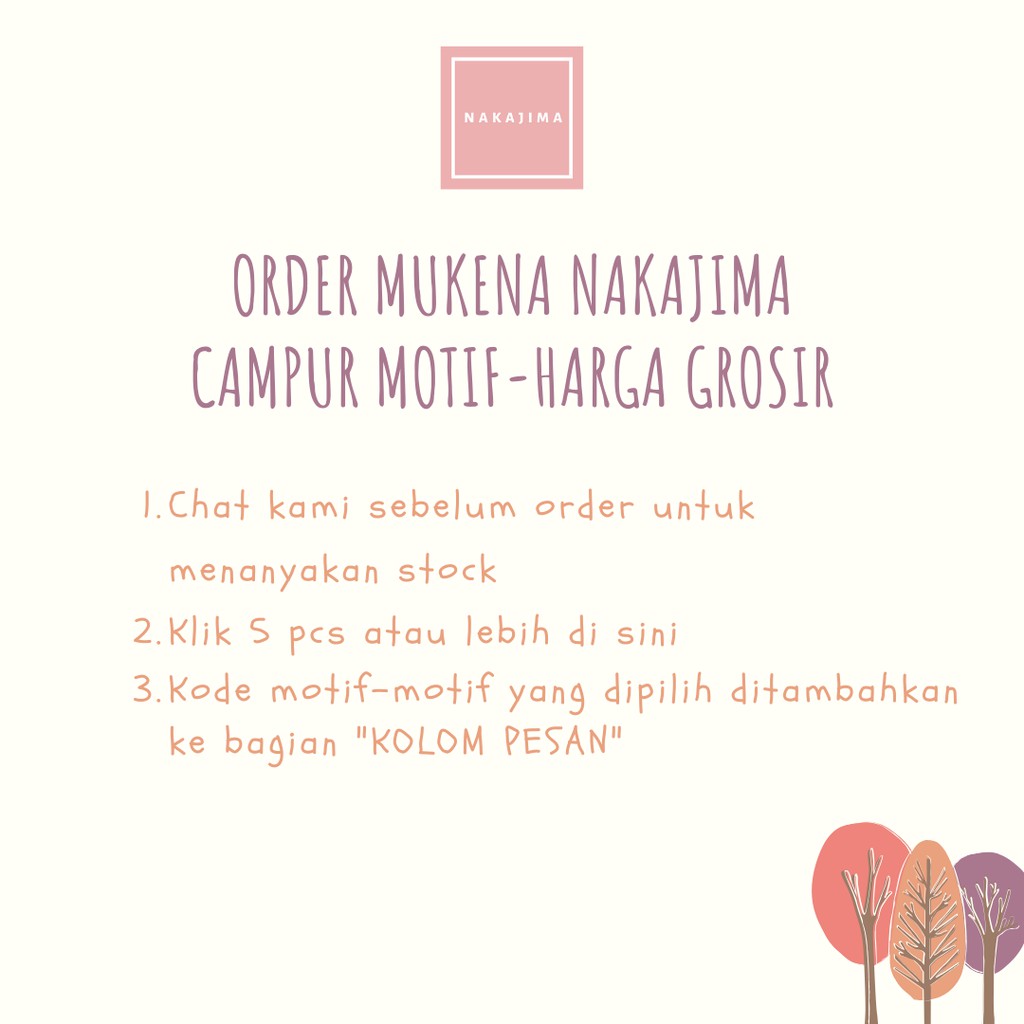 Mukena Nakajima Katun Rayon Campur Motif-Min 5 Pcs