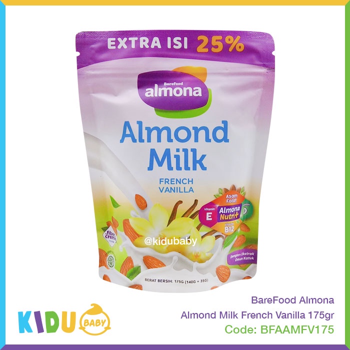 BareFood Almona Almond Milk French Vanilla Strawberry Milk Shake 175gr Susu Almon Kidu Baby