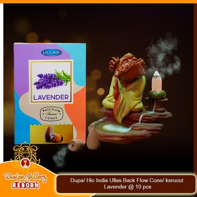 Dupa/ Hio India Ullas Back Flow Cone/ kerucut Lavender @ 10 pcs