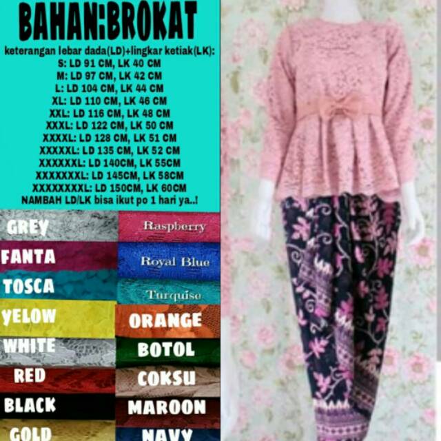 Stelan kebaya modern brukat lace soyiba jumbo bigsize ld 150